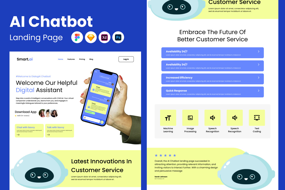 Smart AI Chatbot Landing Page V1, a Landing Page Template by twinstd