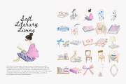 Soft literary living clipart bundle, a Decorative Illustration by Patishop Art (Thumbnail 3 of 8)