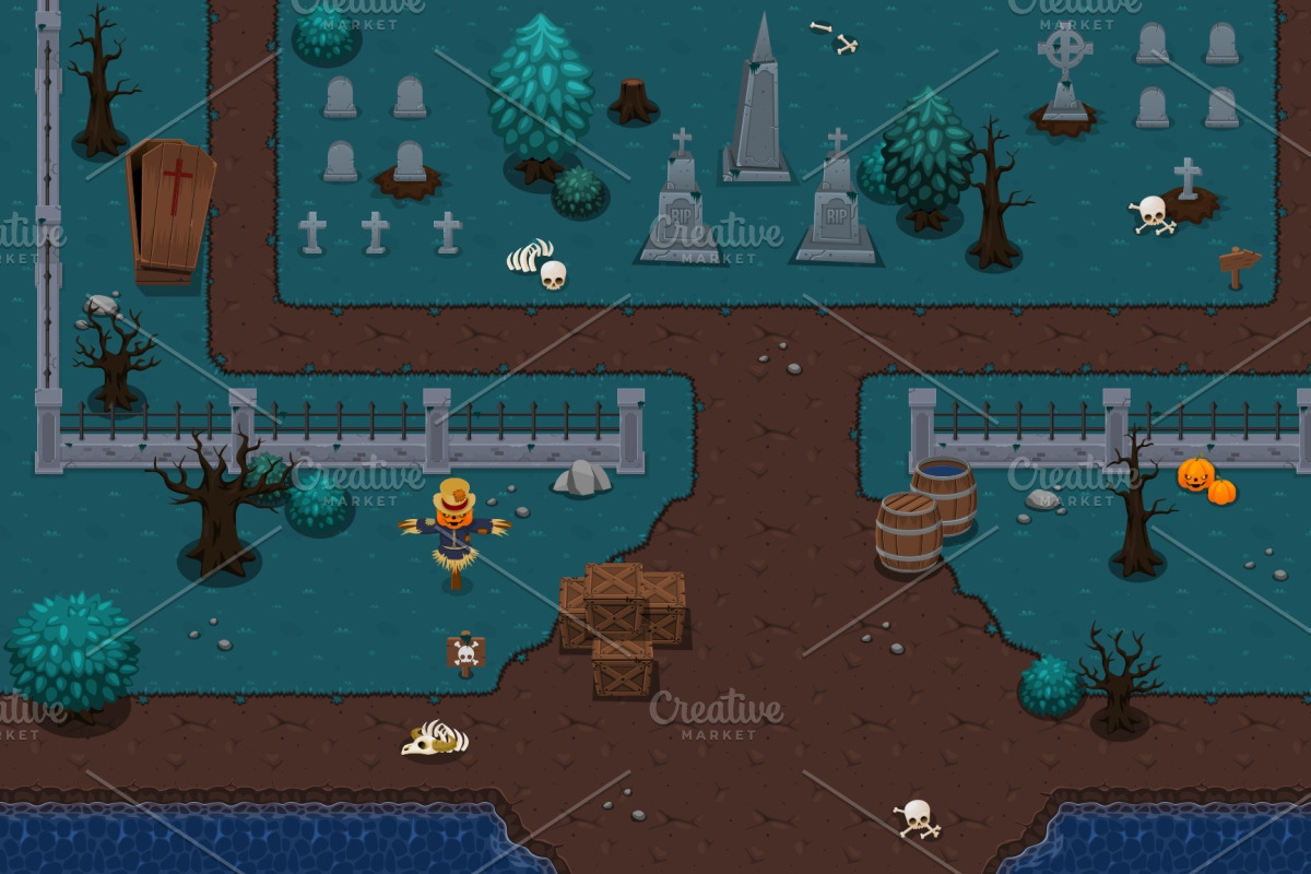 The Graveyard - Top Down Tileset, an Illustration by pzUH (Photo 2 of 4)