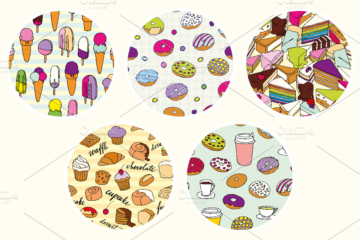450+ hand drawn desserts and coffee, a Decorative Illustration by pixelwerk (Photo 8 of 8)
