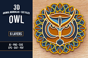 Owl 3D Mandala - SVG Laser cut file, an Object Graphic by Arshad Ali (Thumbnail 1 of 8)