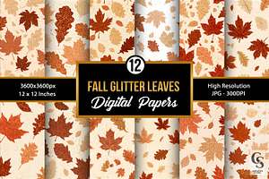 Fall Glitter Maple Leaves Pattern