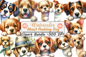 About Watercolor Peeking Dog Clipart, an Illustration by DreamCafeArt