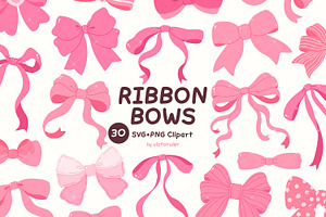 Pink Ribbon Bows Clipart
