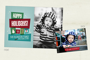 Retro Blocks Holiday Photo Card