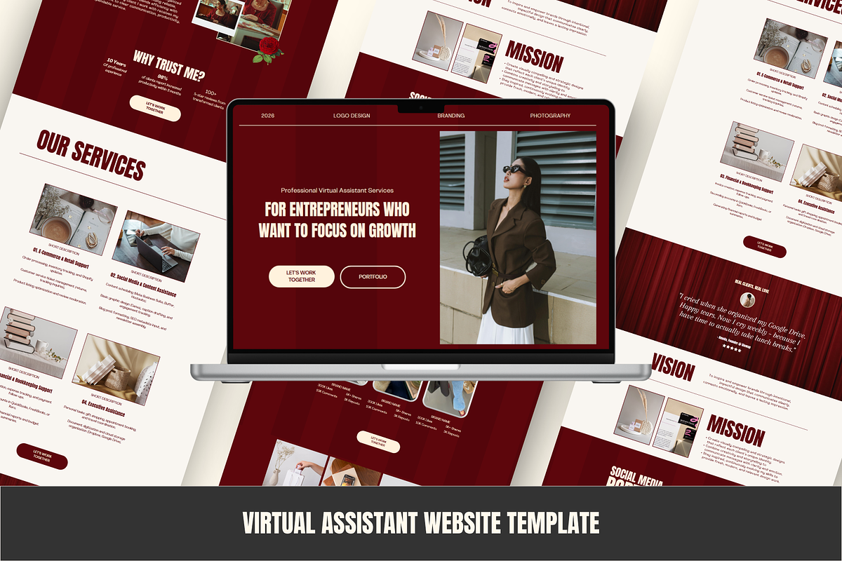 Virtual Assistant Website Template, a Landing Page Template by GlamWebDesigns (Photo 1 of 8)