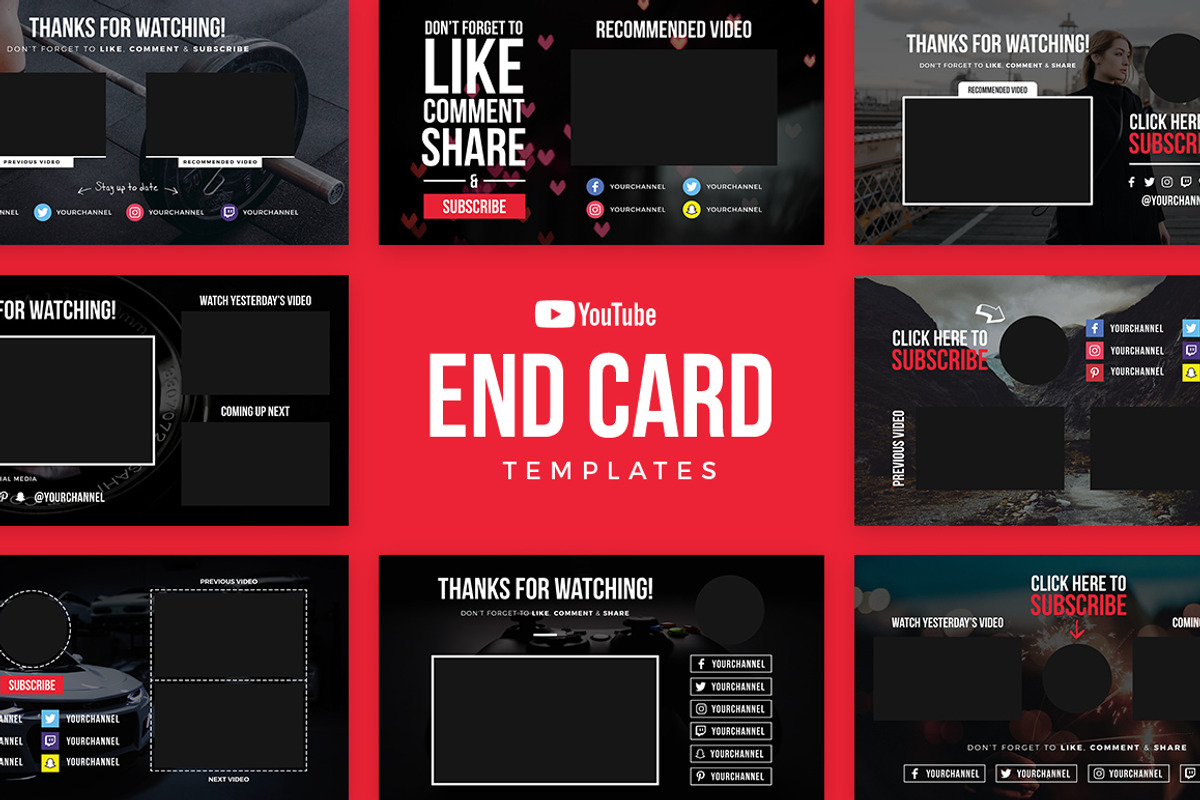 YouTube End Card Templates, a Social Media Template by Medialoot (Photo 1 of 9)