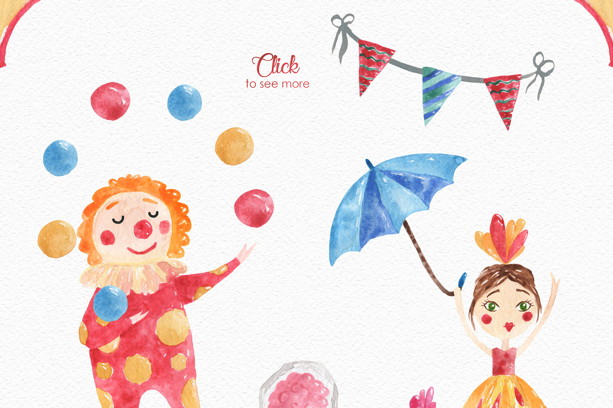 Circus Watercolor Clipart Set, an Animal Illustration by LeMagiqueBoutique (Photo 6 of 9)