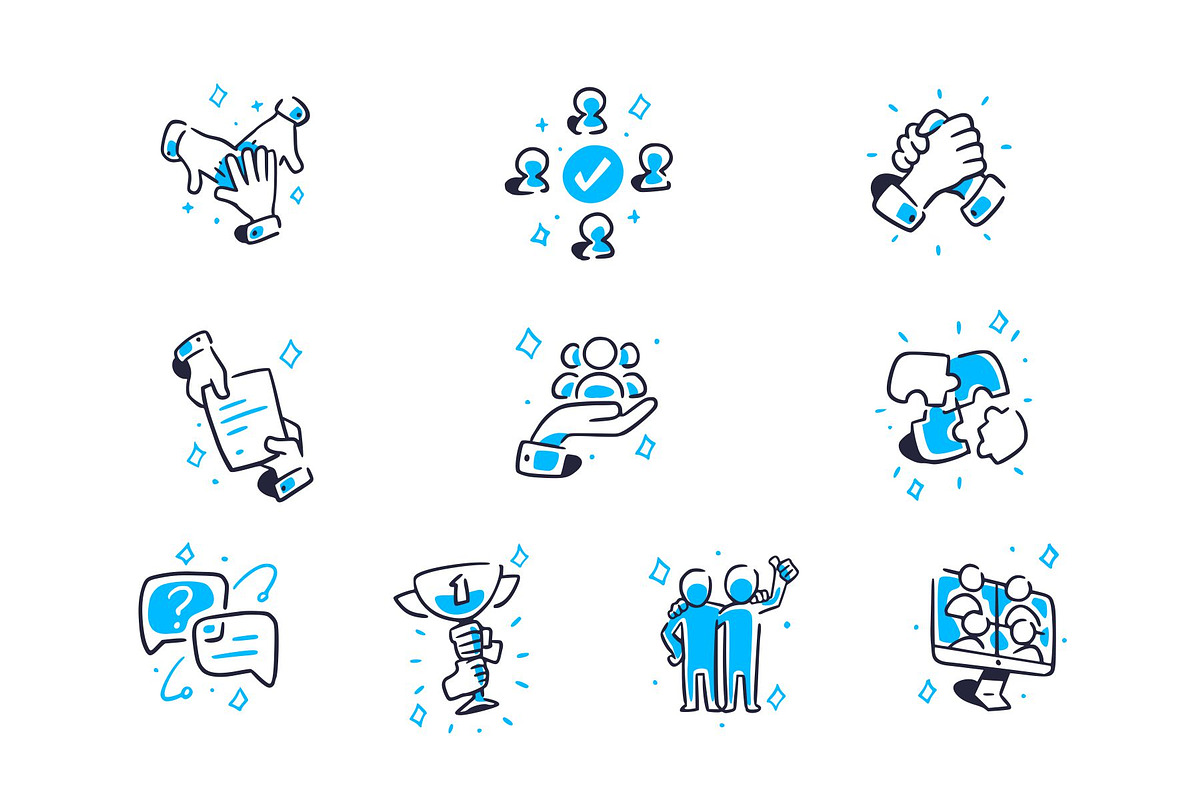 Team Collaboration Doodle Icon Set, an Object Illustration by SLAB! Design (Photo 2 of 3)