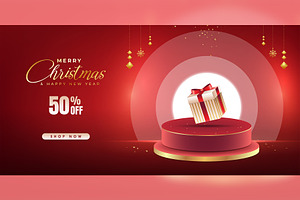 Christmas Sale Banner with 3D Podium, a Presentation Template by rpdesignstudio