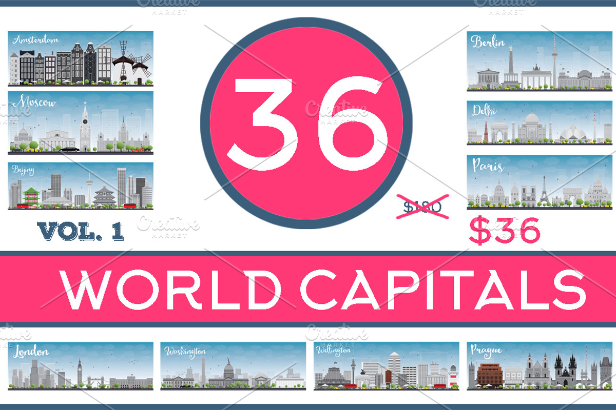 36 World Capitals Skyline, an Illustration by Booblgum (Photo 1 of 7)
