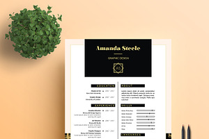 Black N Gold CV Resume Template / N