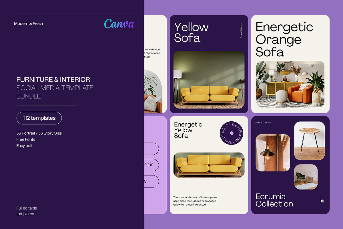 Furniture & Interior Post Bundle, a Social Media Template by Wolf Theory Studio (Photo 2 of 12)