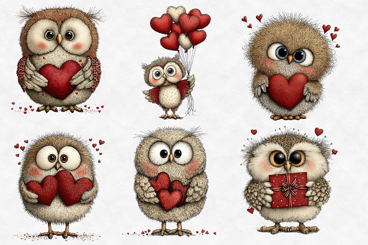 Valentine sweet owl clipart, an Illustration by Designworld (Photo 3 of 6)