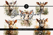 Watercolor PNG  Baby Goat Clipart, an Animal Illustration by Geniecreativestudio (Thumbnail 1 of 9)