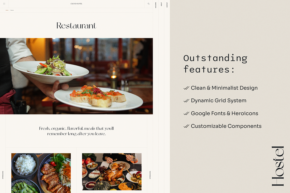 Hostel - Hotel & Restaurant Template, an UI Kit Template by YoArts (Photo 1 of 5)