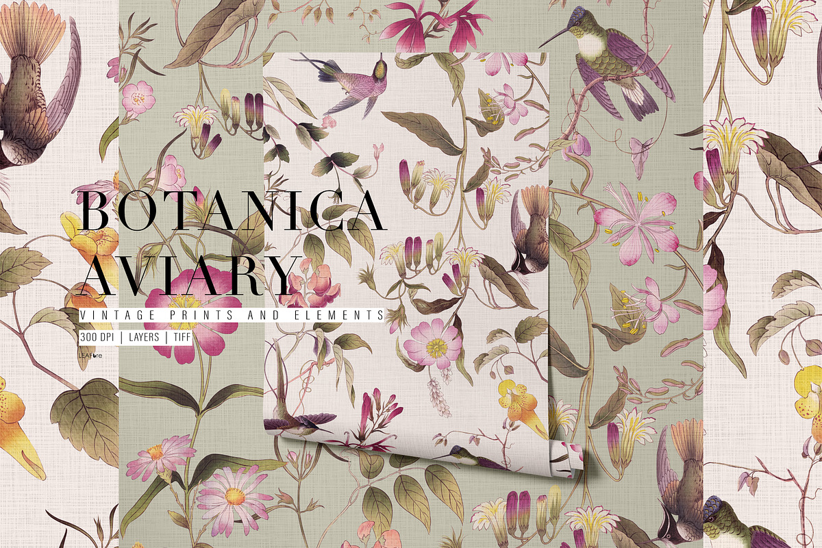 Vintage Botanical Floral Prints, a Pattern Graphic by LEAFure (Photo 1 of 10)