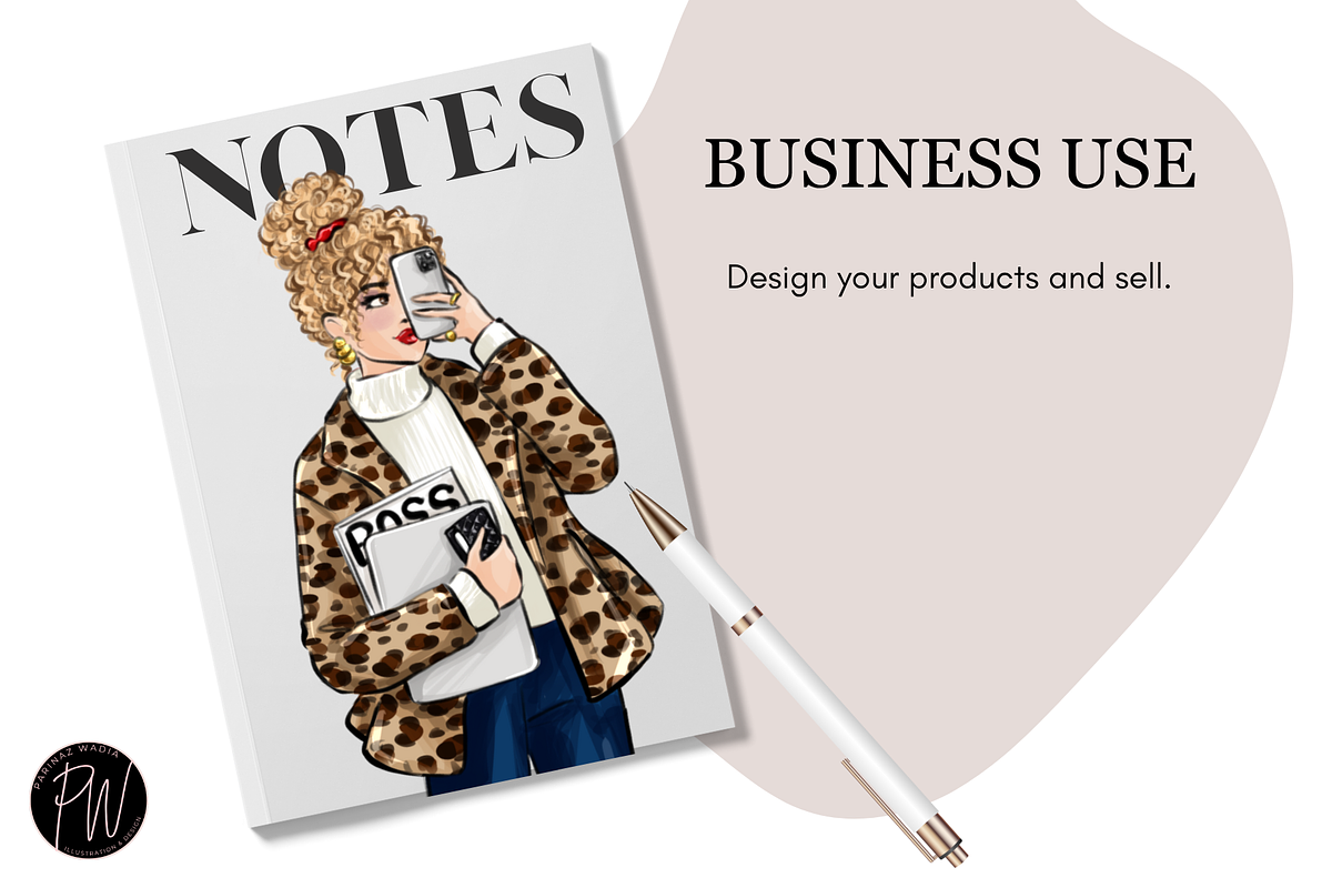 Girl Boss 26 planner clipart png, a Person Illustration by Parinaz Wadia Design (Photo 6 of 8)