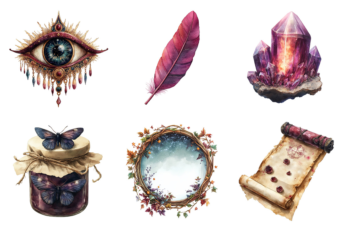 Elegant Spooky Watercolor Set PNG, an Illustration by SinaCreation (Photo 5 of 7)