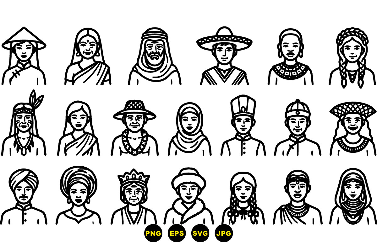 Cultural People Icon Set, an Illustration by designvectx (Photo 3 of 3)