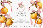 Watercolor Oranges and Bows, a Decorative Illustration by ThaismotaCreativeCo (Thumbnail 1 of 10)