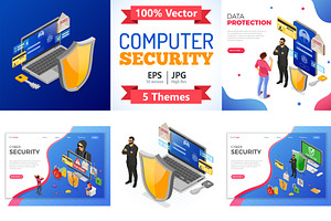 Cyber Security Isometric Concept, a Person Illustration by TAlex