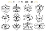 Eye of providence. Ink graphic set., a Decorative Illustration by Moonflora (Thumbnail 2 of 7)