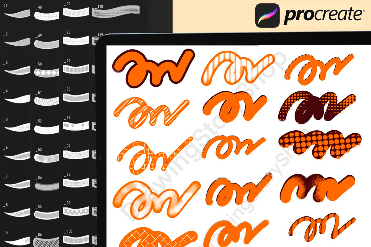 Procreate Outline Lettering Brushes, a Brush Add-On by DrawingStoryShop (Photo 6 of 7)