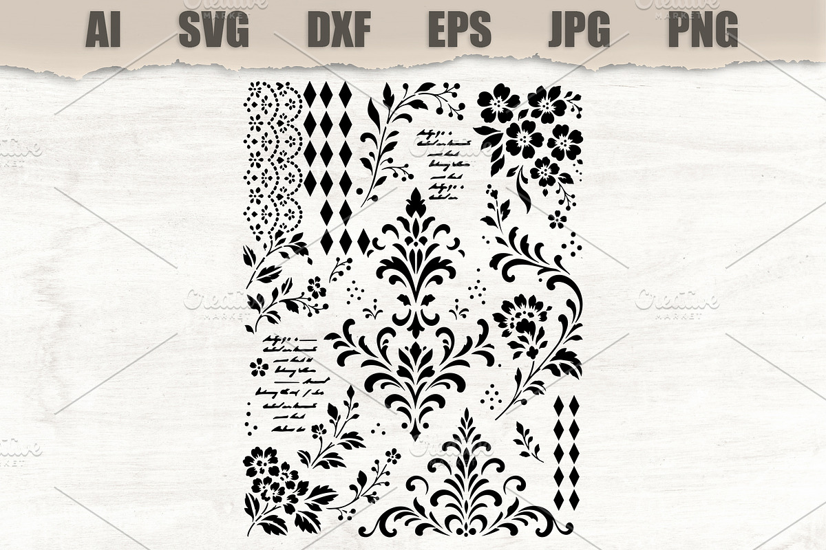 Stencil Floral Damask, an Object Illustration by MARYCRAFTIRIA (Photo 1 of 3)