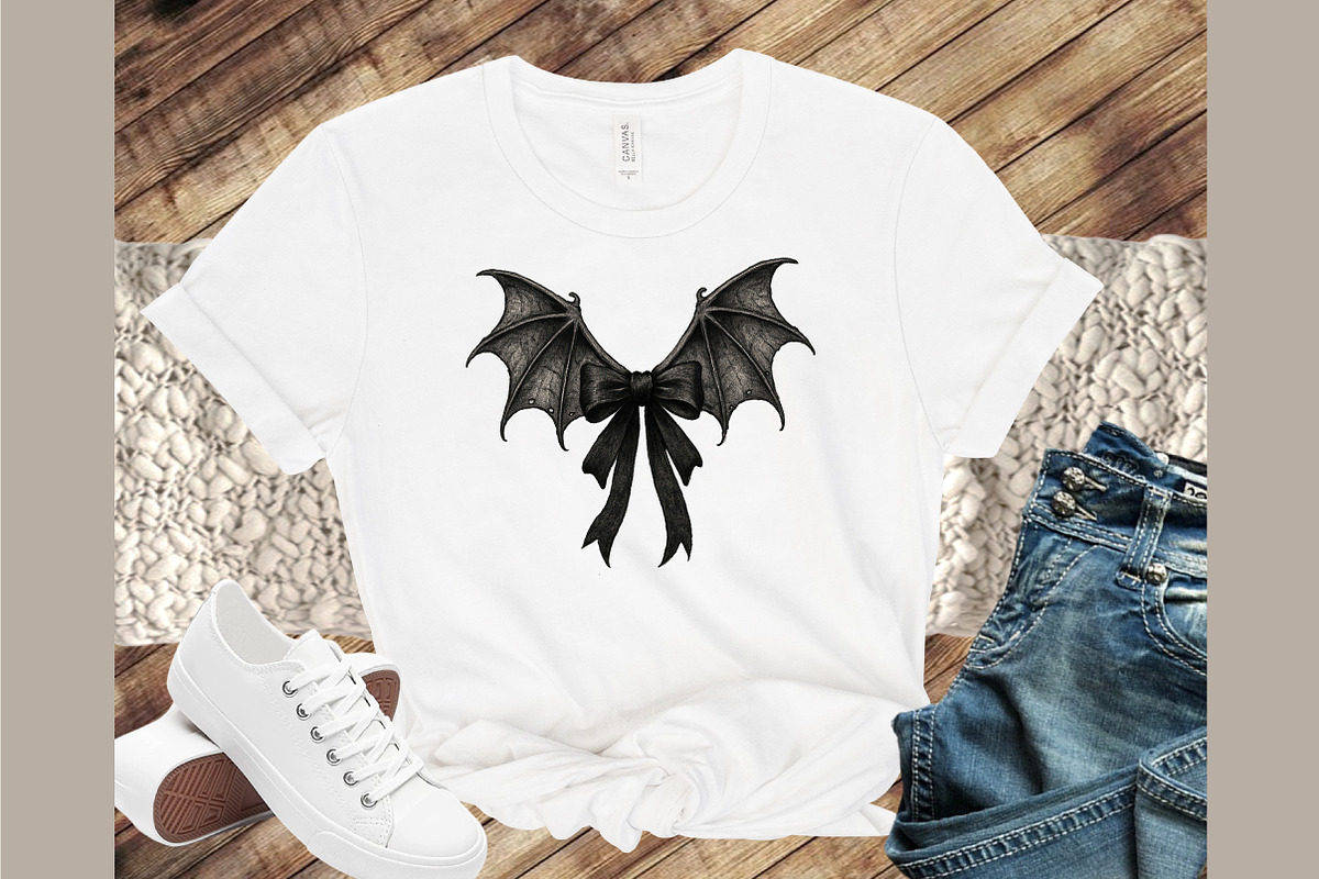 Black Coquette Bat Bow Retro Hallowe, an Illustration by Sublimation Artist (Photo 2 of 9)