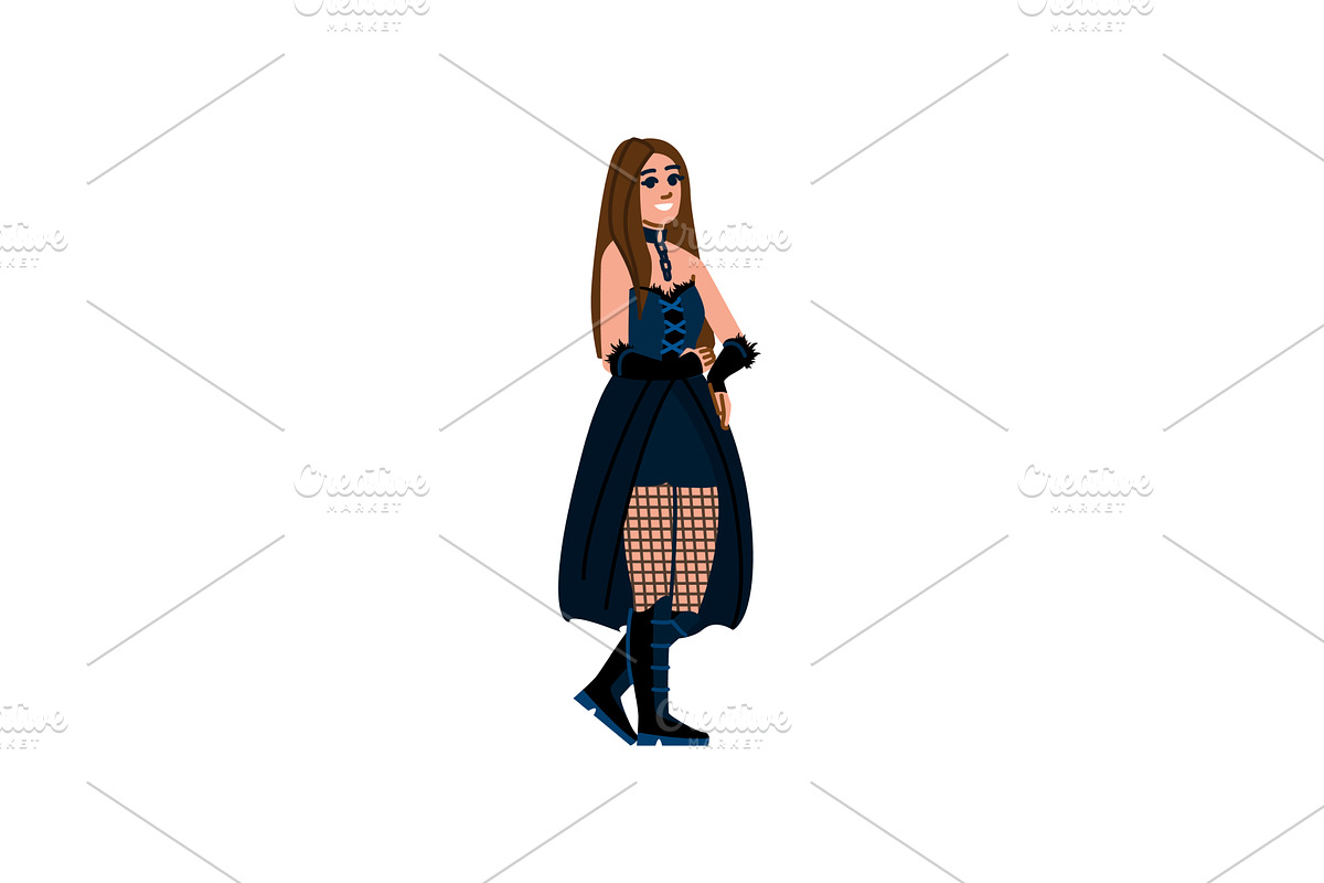 Young goth woman wearing dark blue, an Object Illustration by pikepicture