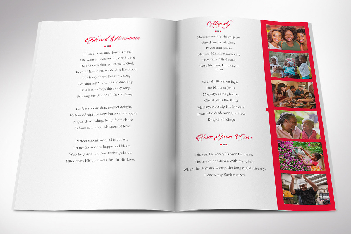 Red Funeral Program Template Word, a Brochure Template by Godserv Designs (Photo 4 of 10)