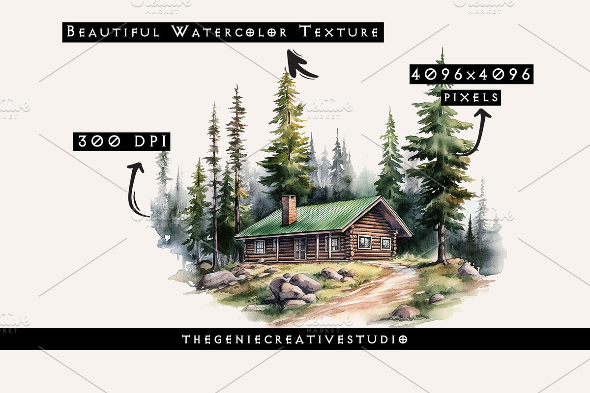 Cabin in the Woods PNG Clipart, an Object Illustration by Geniecreativestudio (Photo 3 of 9)