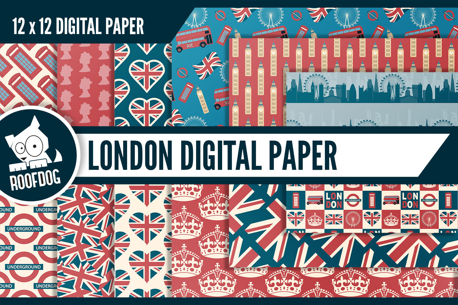London digital paper, a Pattern Graphic by Roofdog Design