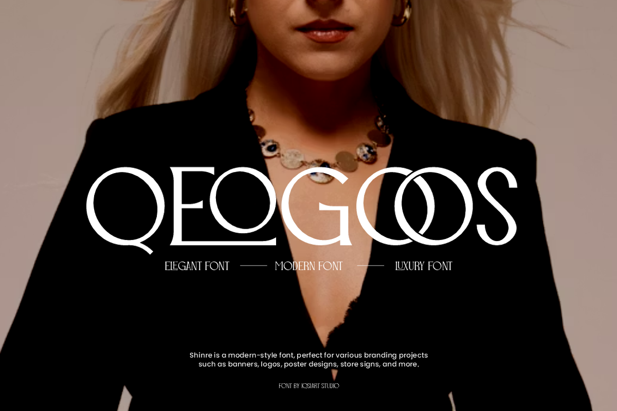 Qeogoos - Modern Logo Font, a Serif Font by Iqsiart Studio (Photo 1 of 8)