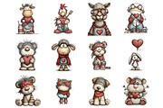 90s Valentine Animals Clipart, an Illustration by Design Market (Thumbnail 2 of 3)