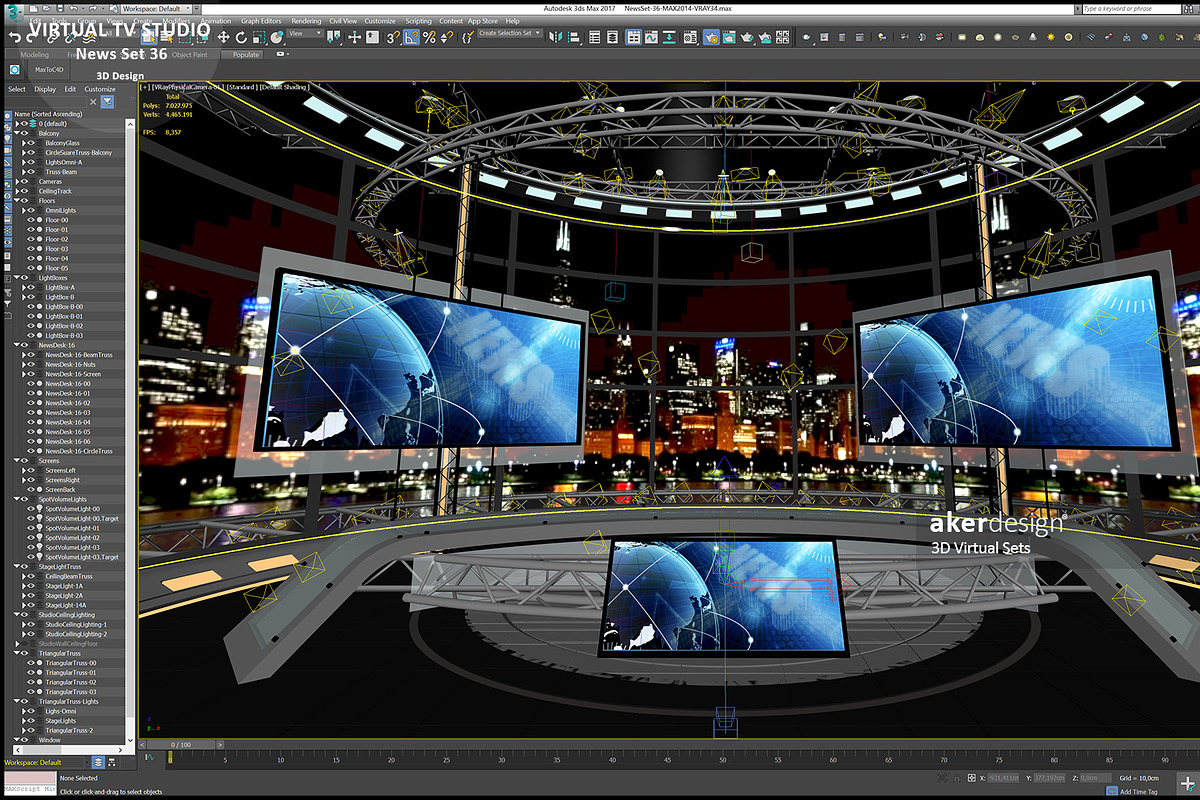 Virtual TV Studio News Set 36, an Architecture 3D Model by akerStudio (Photo 22 of 25)