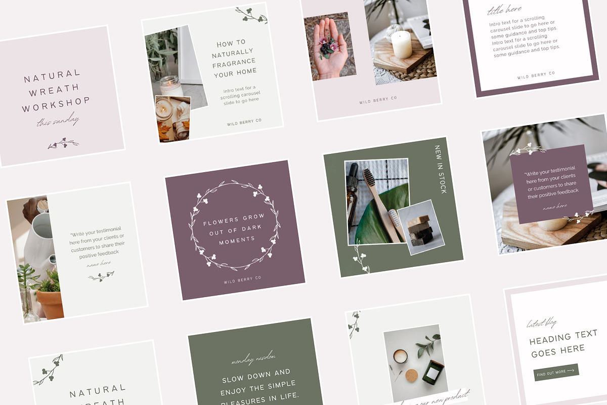 Organic Social Media Templates, a Social Media Template by CreativeWilderness (Photo 2 of 8)