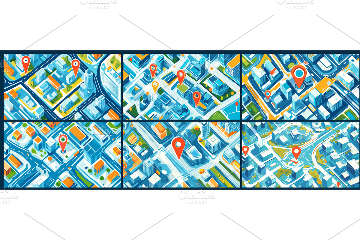 Map navigation. Flat abstract city, an Illustration by Stock-Smart-Start