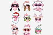 Bubblegum Christmas Clipart Bundle, a Seasonal Illustration by Tanya Kart (Thumbnail 7 of 9)