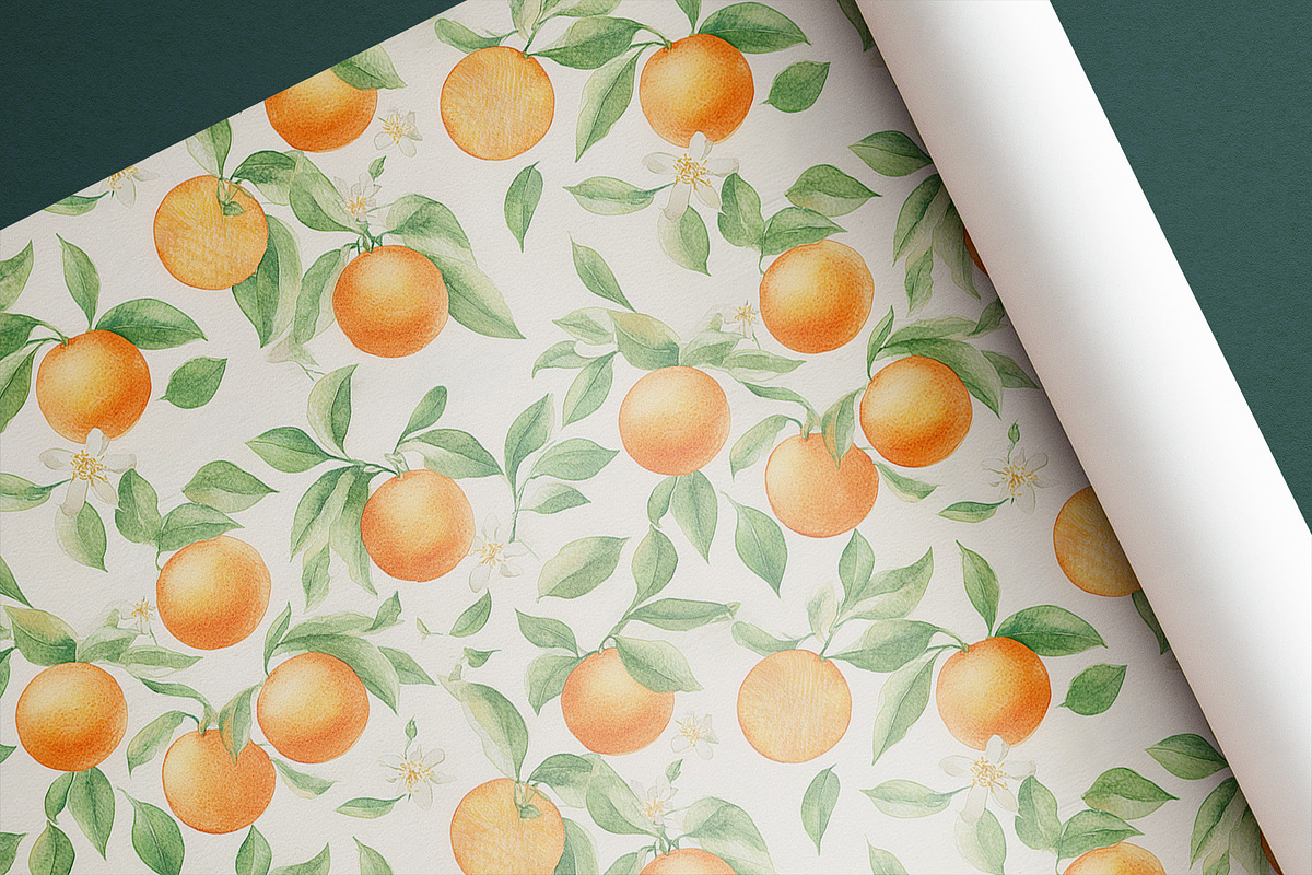 WATERCOLOR ORANGE Seamless Pattern, a Pattern Graphic by AYAKA Studio Co. (Photo 2 of 8)