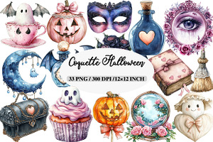 Coquette Halloween Clipart, an Illustration by Daily.Designs