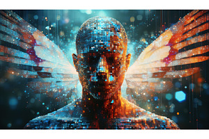 A humanoid figure with pixelated, a Technology Photo by Igor Tichonow