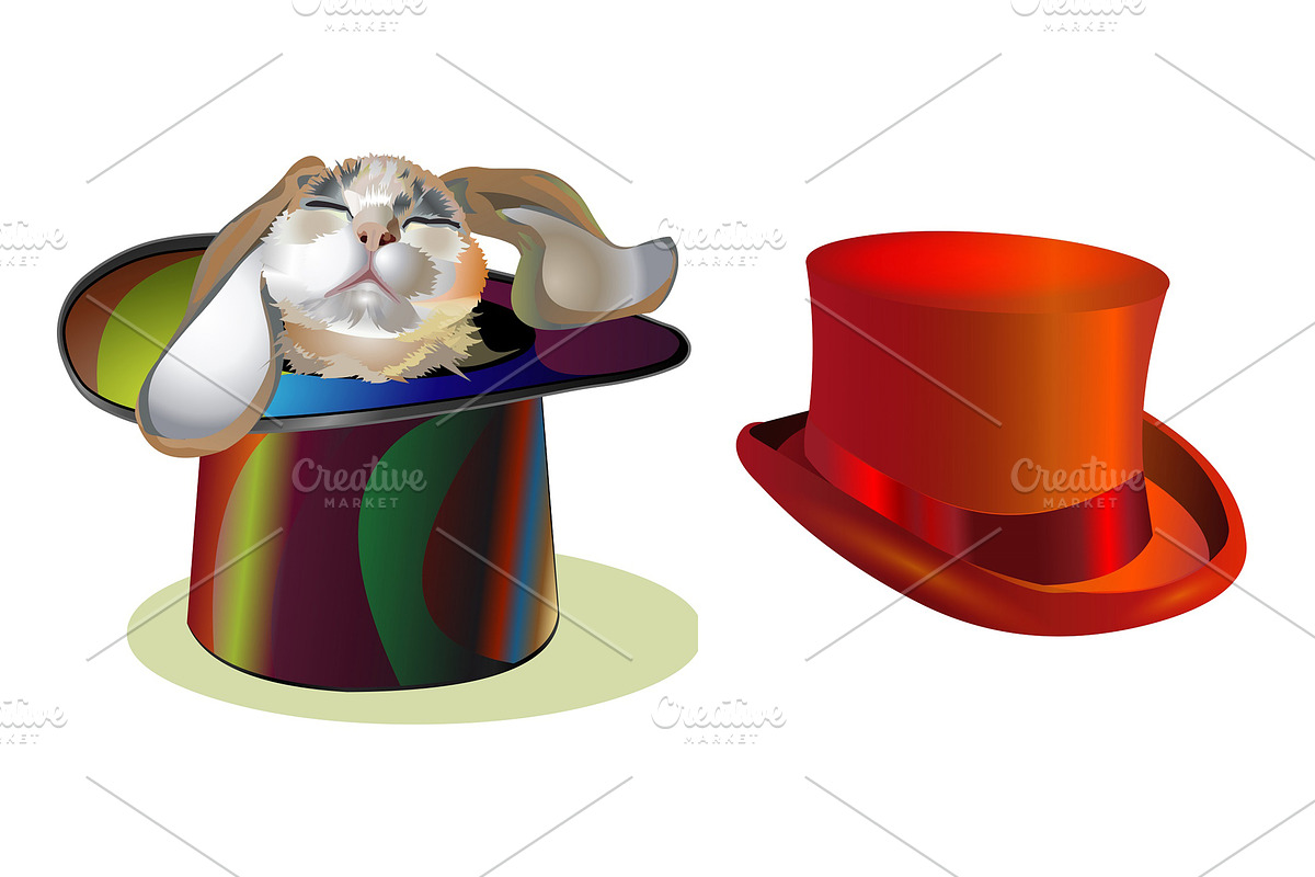 Rabbit and top hat magic set vector, an Animal Illustration by Fedor Fiberg Vector Shop (Photo 3 of 3)