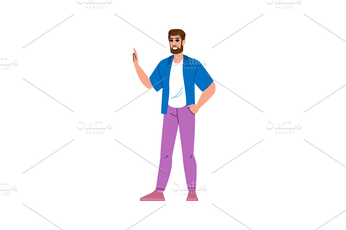 Confident man explaining and, a Person Illustration by pikepicture