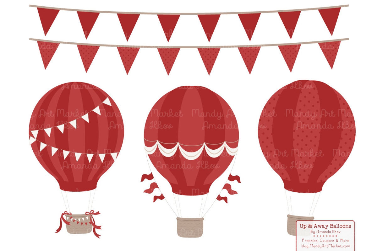 Red & Robin Egg Hot Air Balloons, an Illustration by Amanda Ilkov (Photo 3 of 5)