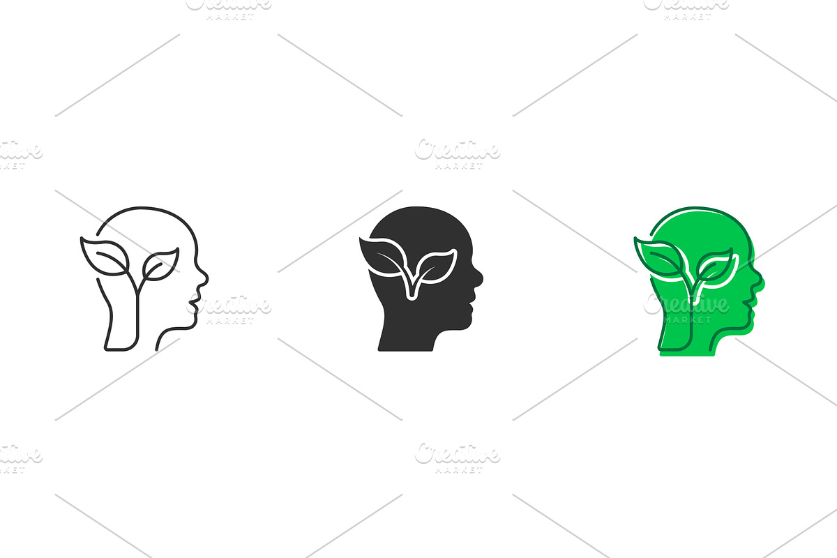 Human Head with Leaf Icon, an Object Illustration by Gentle Studio