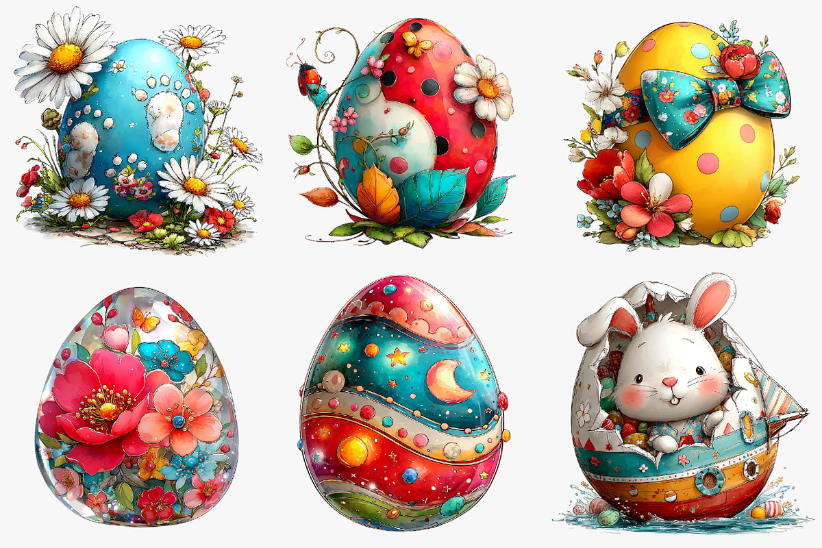 whimsical easter egg clipart, an Illustration by CreationArt (Photo 4 of 6)