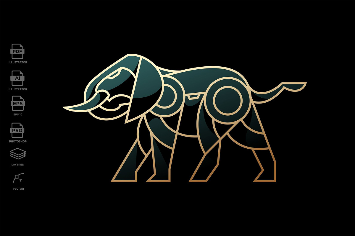Geometric Elephant Logo Template, a Branding & Logo Template by Rupture