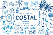 Blue coastal line art, sea clipart, an Object Graphic by Tani Kuzminka (Thumbnail 1 of 13)